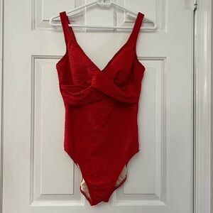 Red Textured Swimsuit